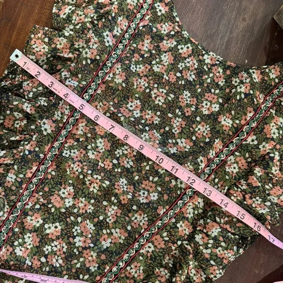 Zara Floral Ruffle Blouse with Beaded Embroidery - Picture 7 of 8